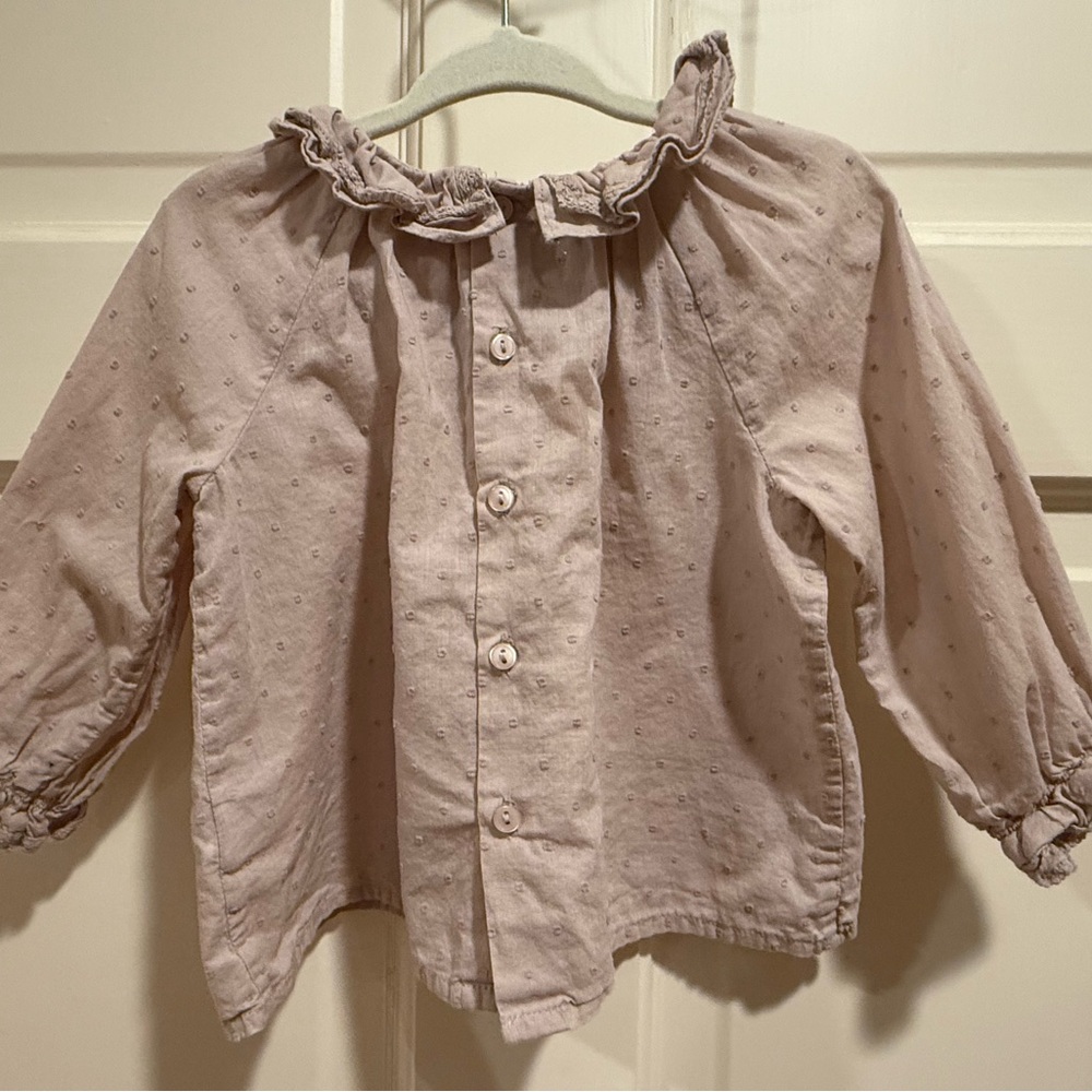 Bonpoint Beige Ruffle Top 18M - Picture 3 of 5
